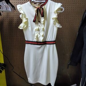 Elegant Cream Ruffle Dress